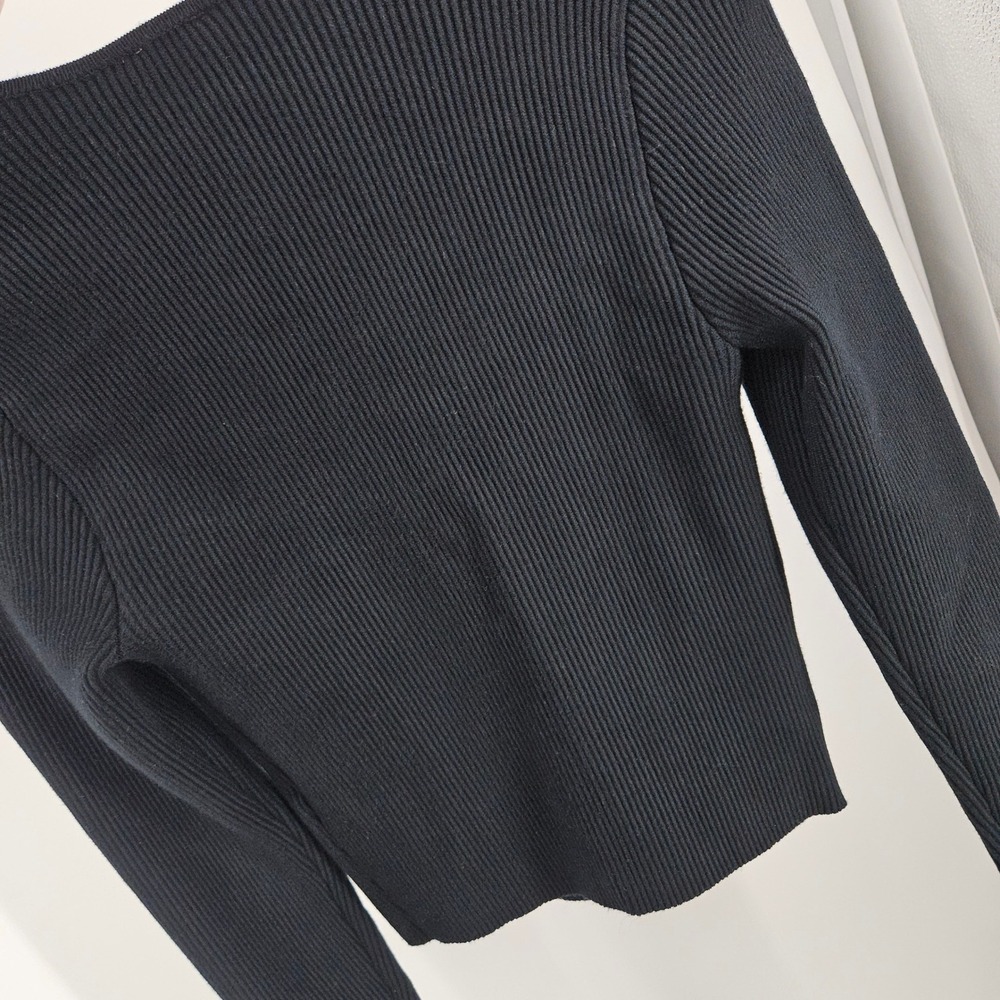 Abercrombie & Fitch Crop Pullover Sweater Black Ribbed Knit Long Sleeve Size S - Picture 5 of 6